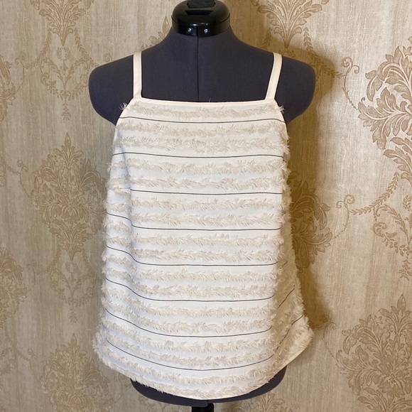 Maeve Anthropologie Ivory Eyelash Stripe Halter Tank 8 - Picture 3 of 11
